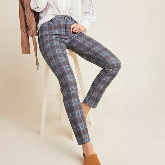 Paige Hoxton Plaid High Waist Ankle Skinny Jeans - Picture 5 of 11